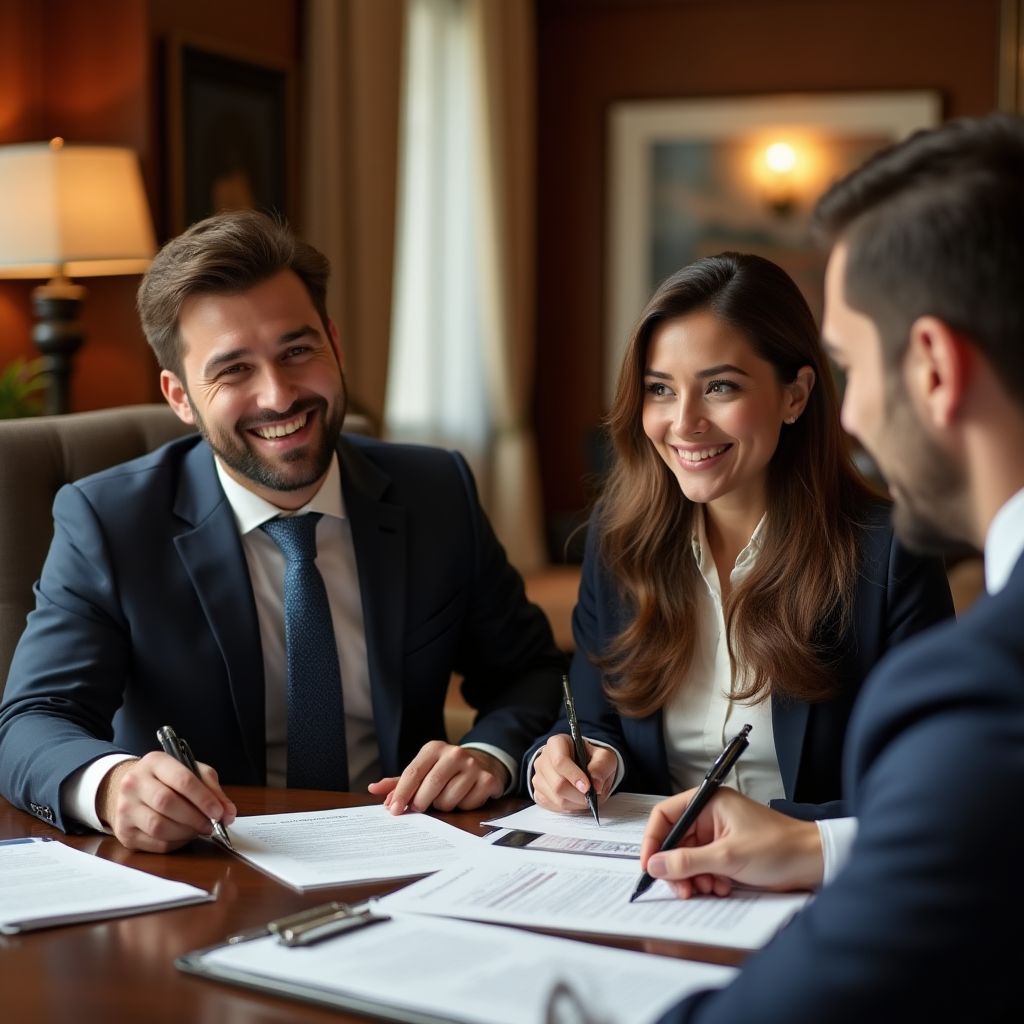 Familia argentina recibiendo asesoramiento financiero